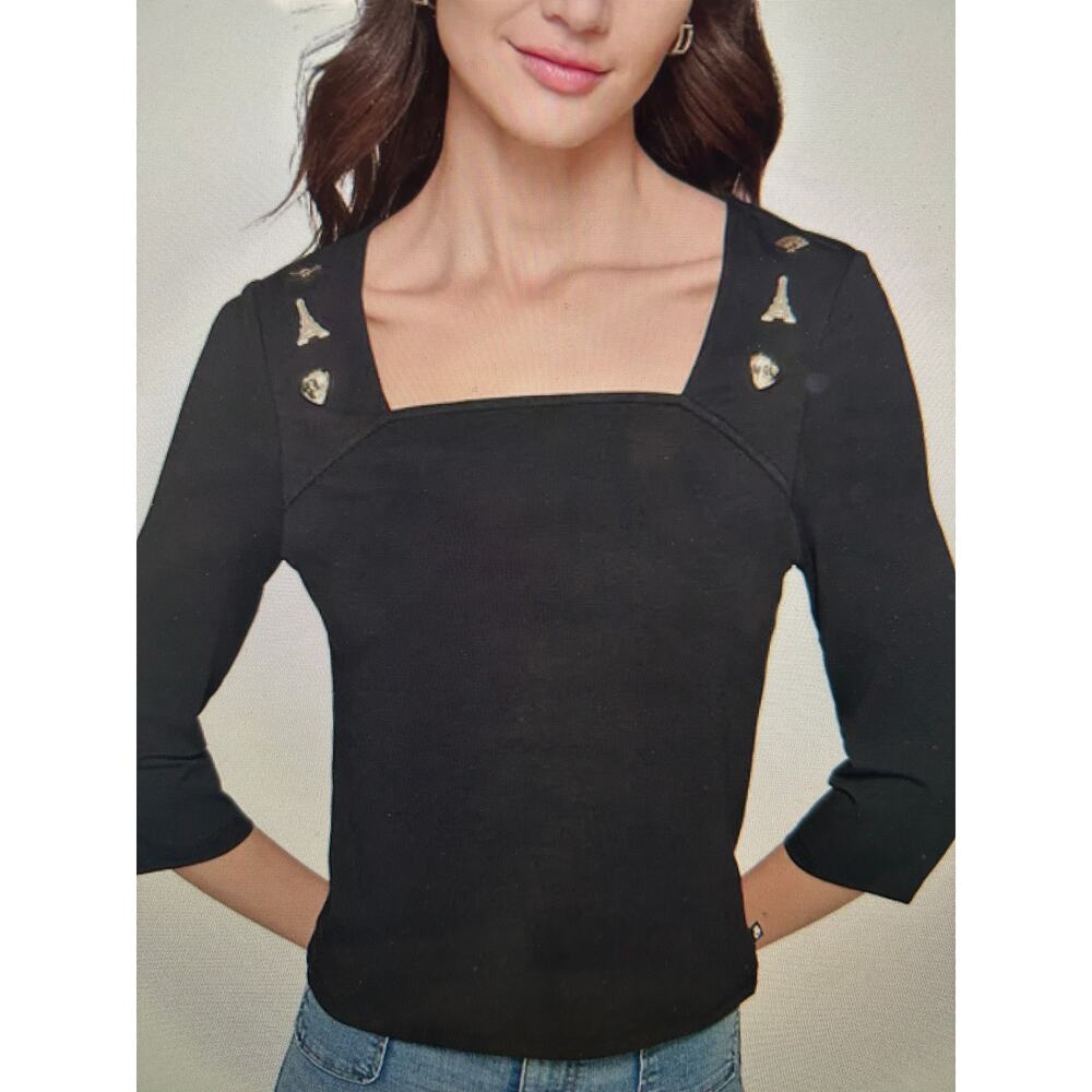NWT Karl Lagerfeld Paris embellished square neck top PXL